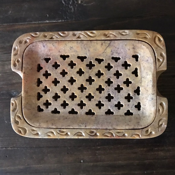 Natural Hand Carved Stone Soapdish Soap Holder 2pc - Picture 10 of 10